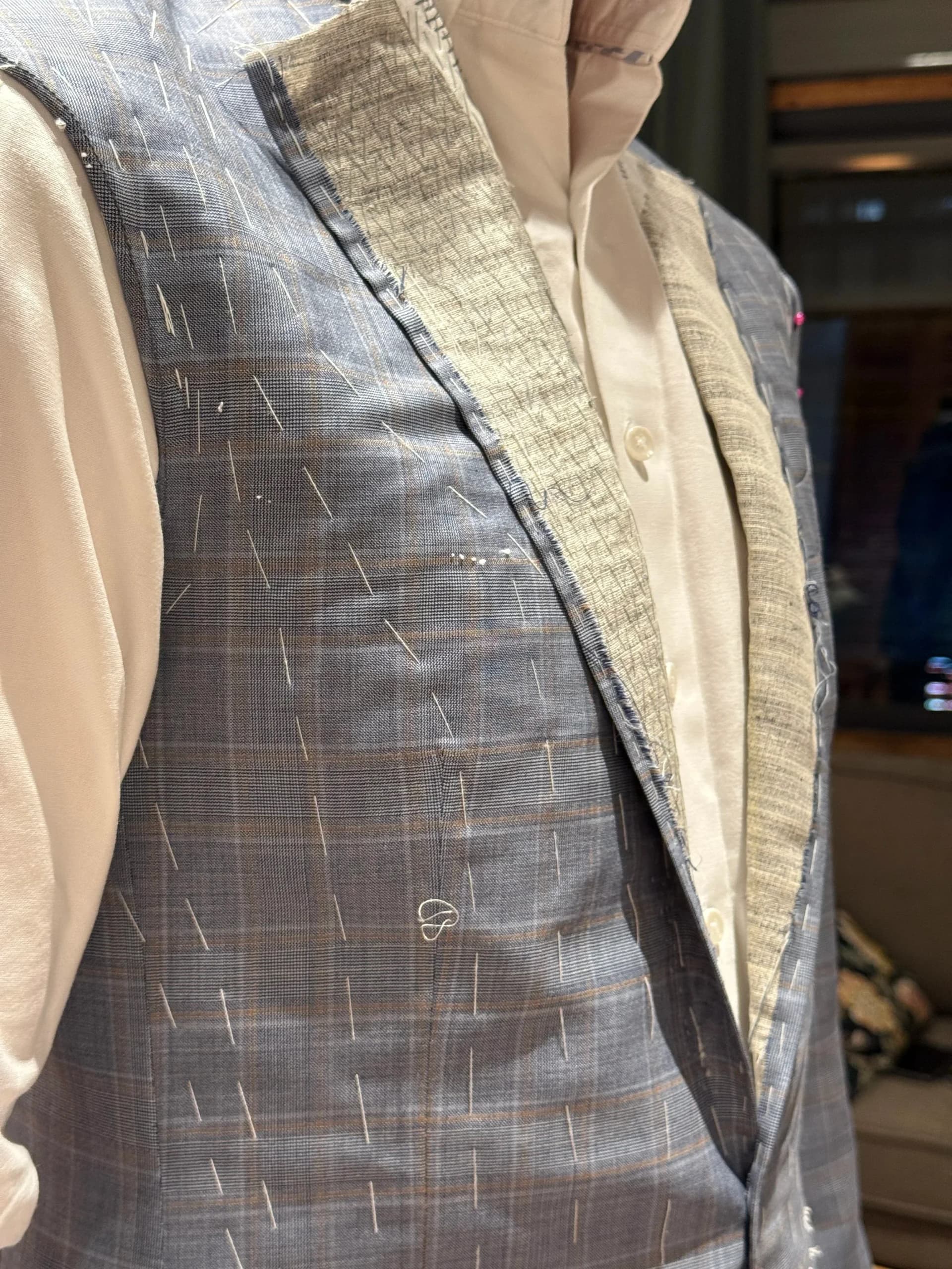 Herringbone bespoke wool suit tailored in Bangkok