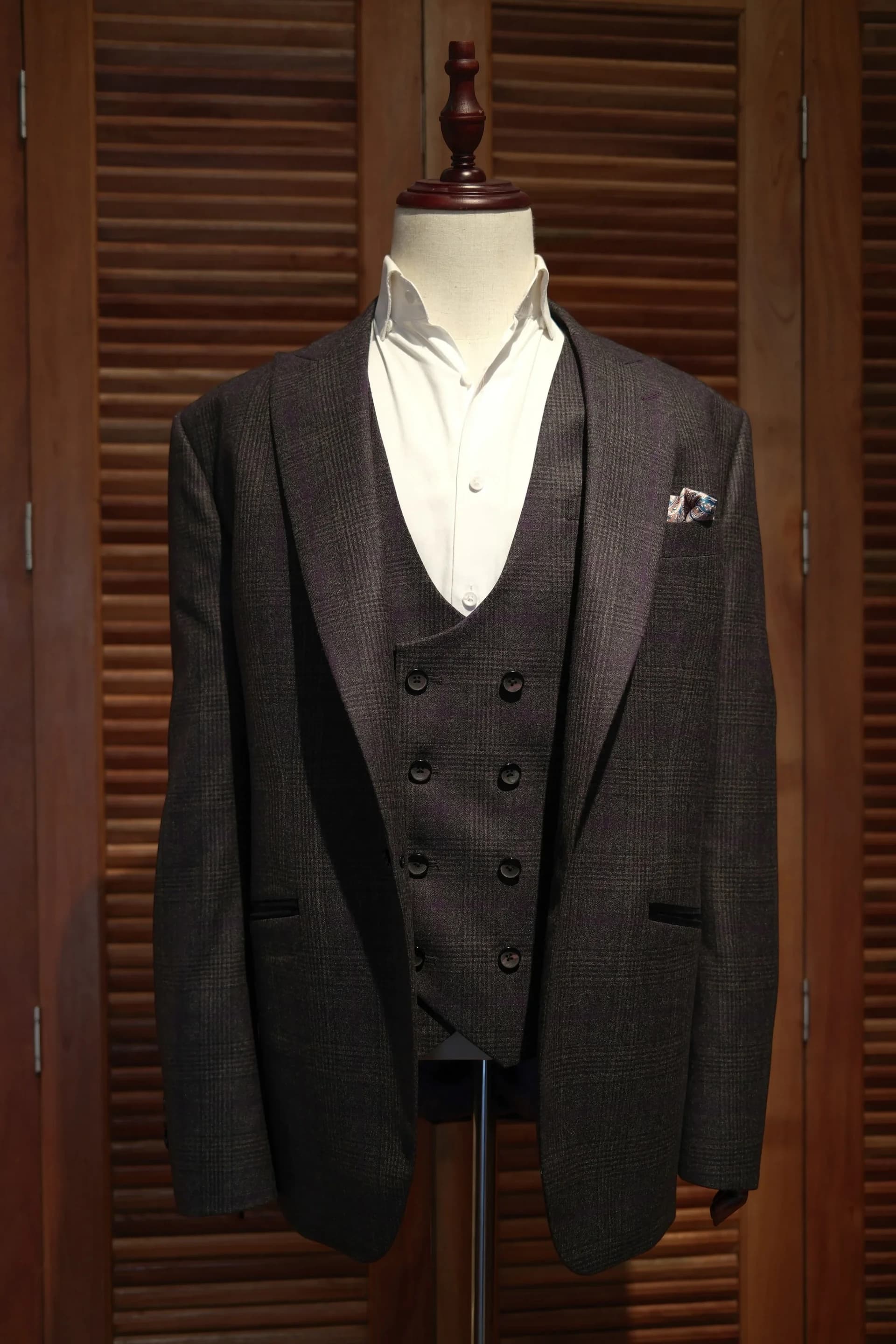 Bespoke black tuxedo with peak lapel by Endel Tailor Bangkok