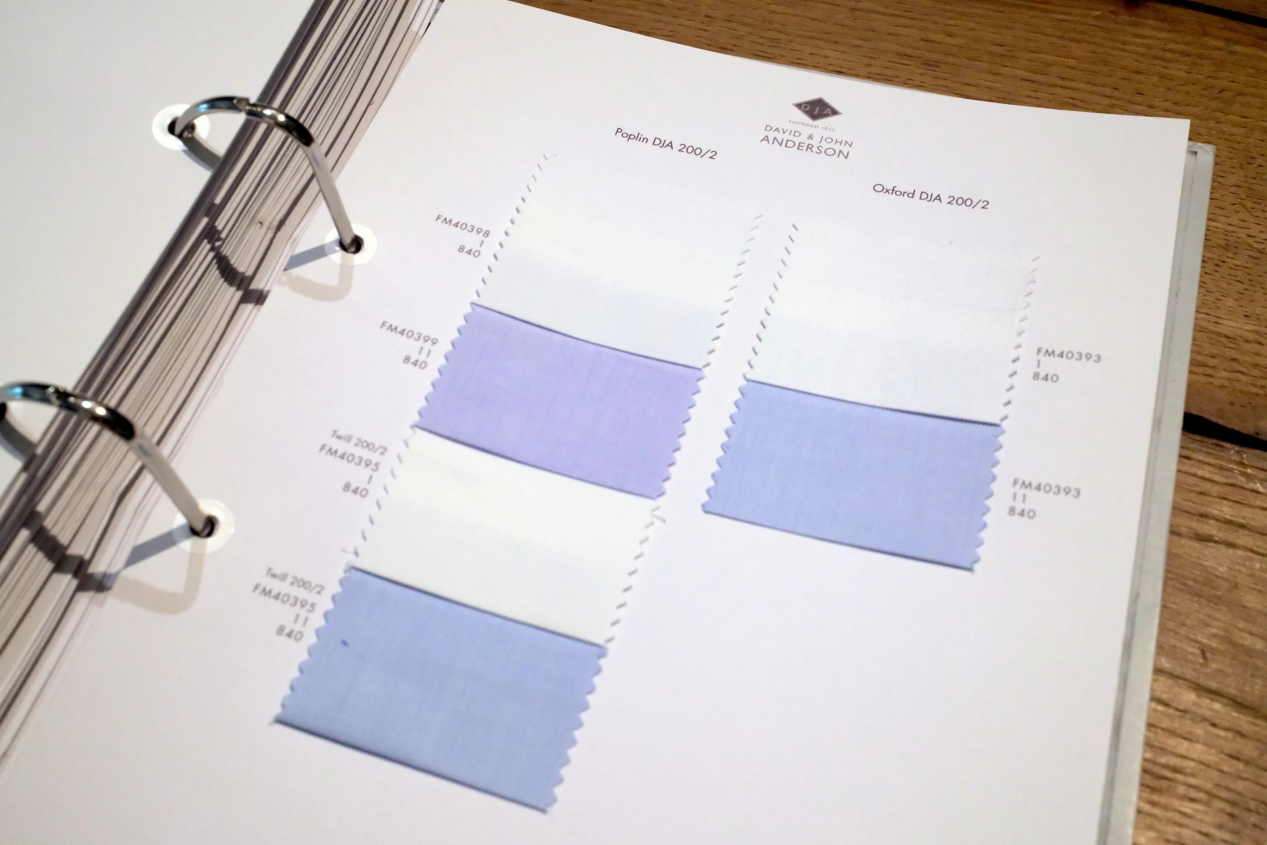 David and John Anderson 200/2 poplin, oxford and twill shirting swatches at Endel Tailor Bangkok