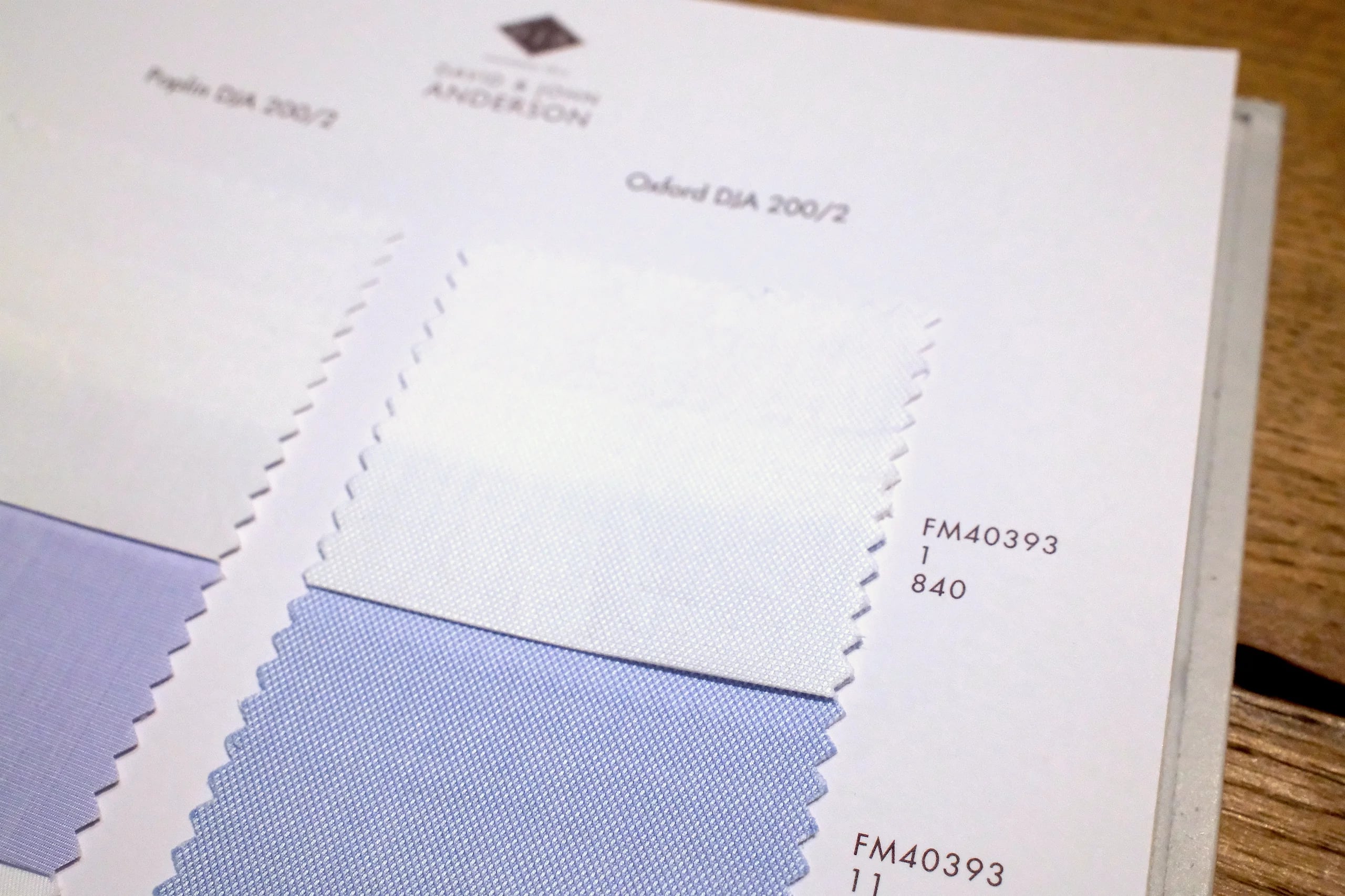 David and John Anderson Oxford 200/2 ultra-fine shirting fabric closeup at Endel Tailor Bangkok