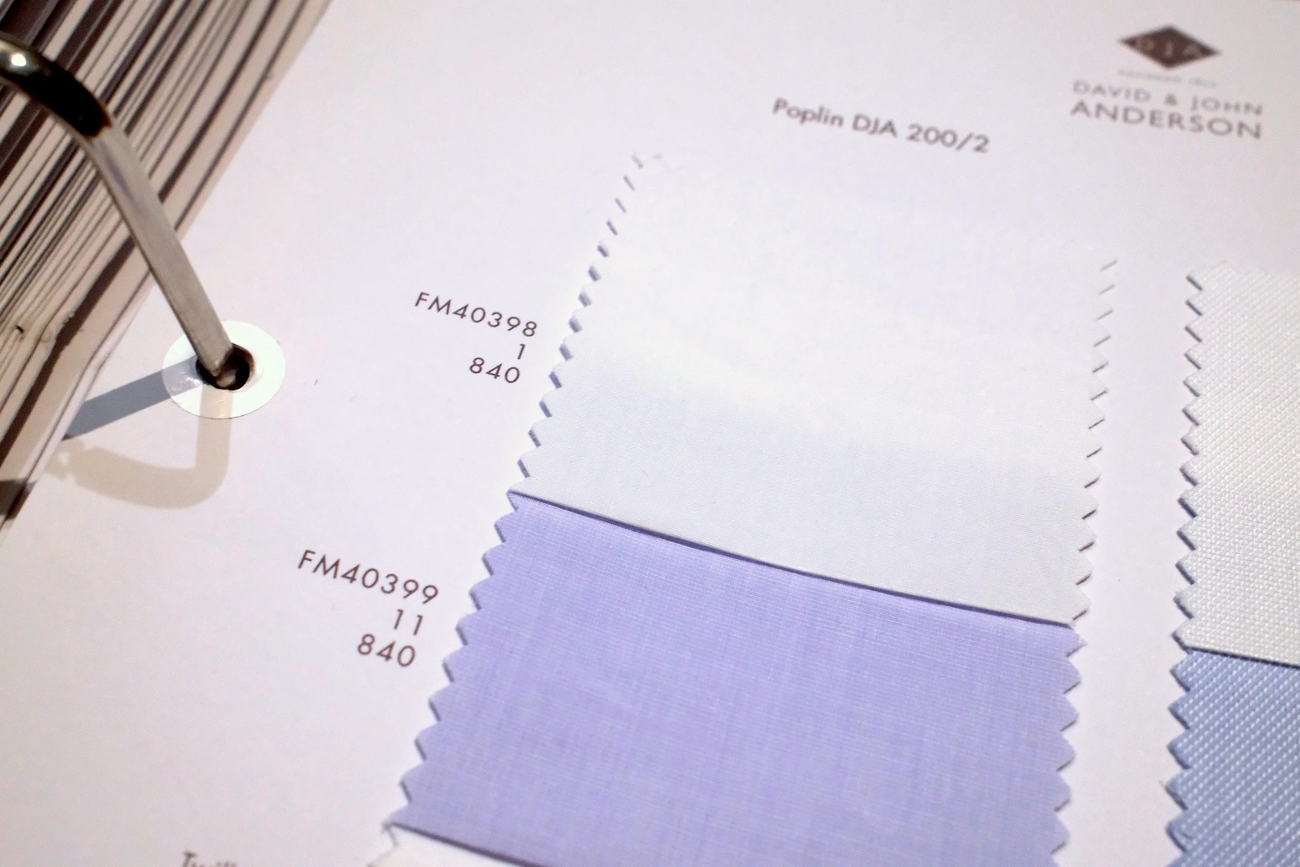 David and John Anderson Poplin 200/2 ultra-fine shirting fabric closeup at Endel Tailor Bangkok