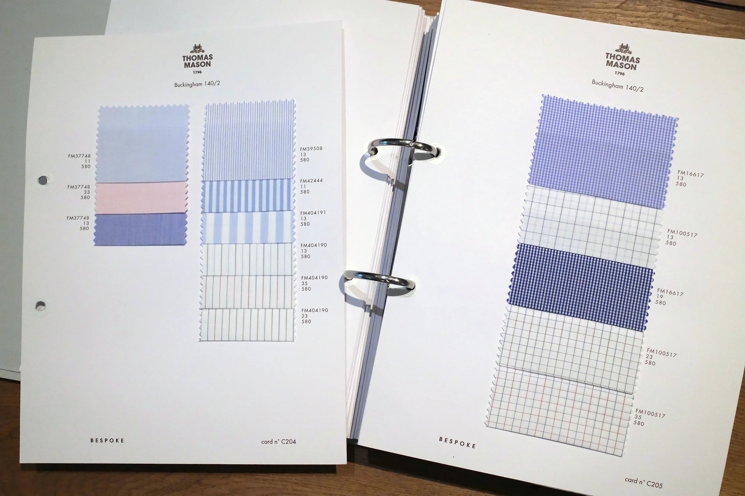 Thomas Mason Buckingham 140/2 fine poplin shirting swatches at Endel Tailor Bangkok