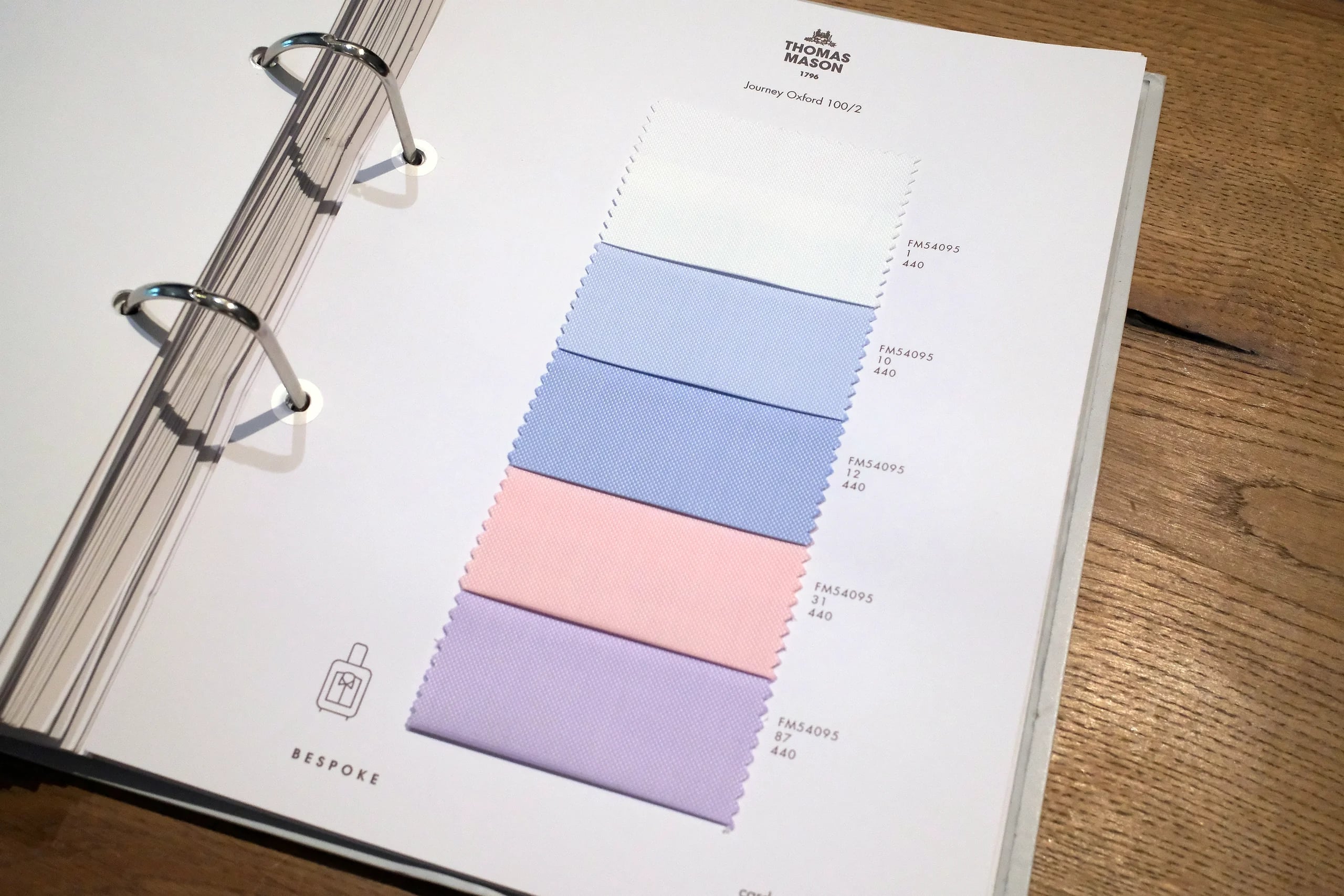 Thomas Mason Journey Oxford 100/2 travel shirting swatches at Endel Tailor Bangkok