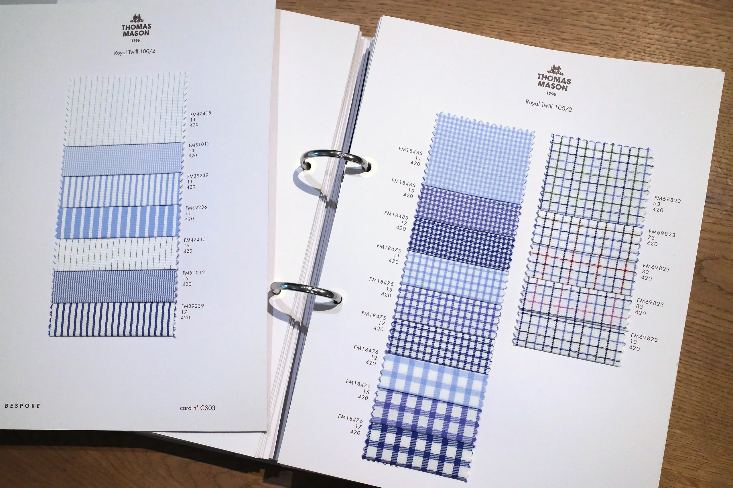 Thomas Mason Royal Twill 100/2 glen check and gingham shirting swatches at Endel Tailor Bangkok