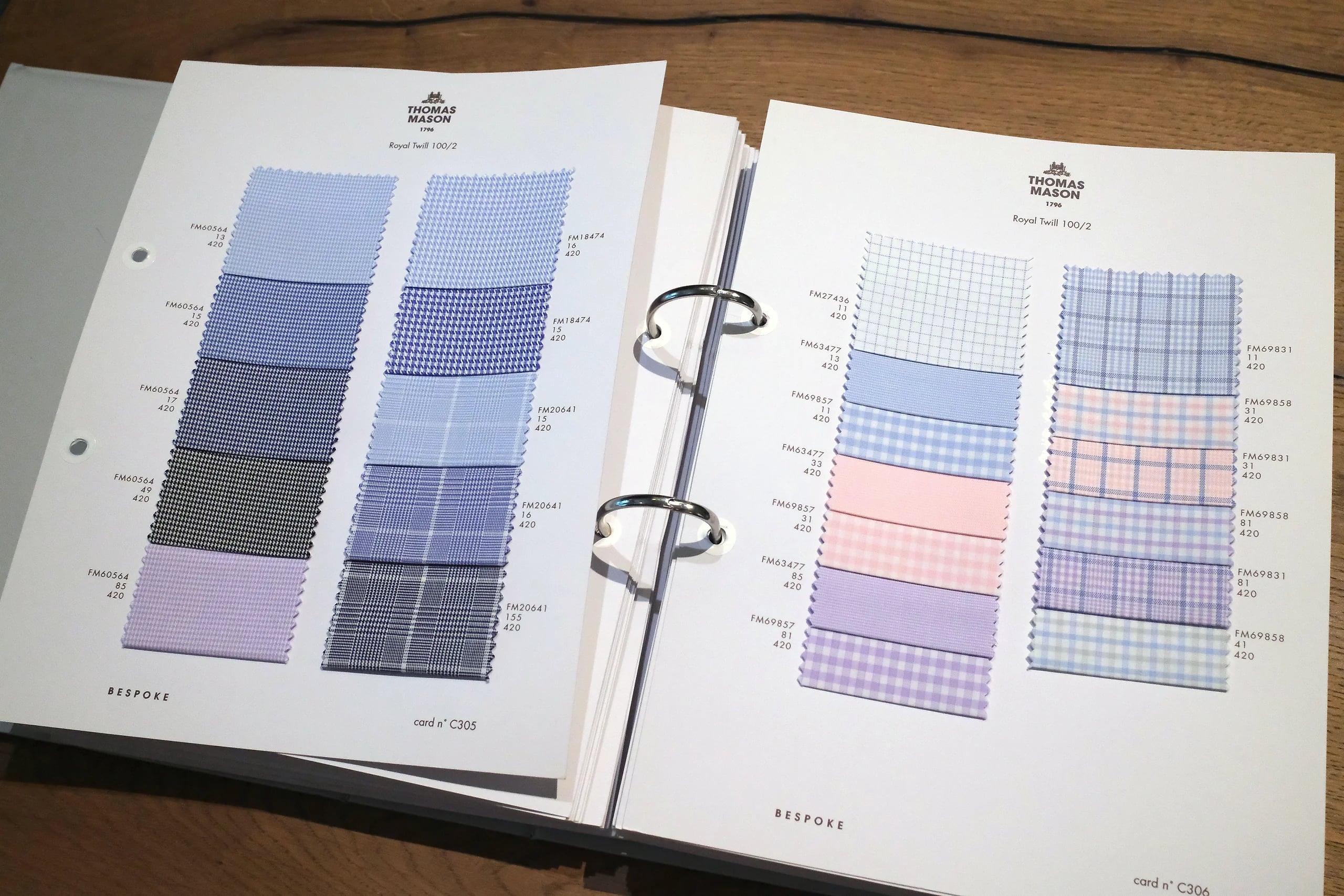 Thomas Mason Royal Twill 100/2 striped shirting swatches at Endel Tailor Bangkok