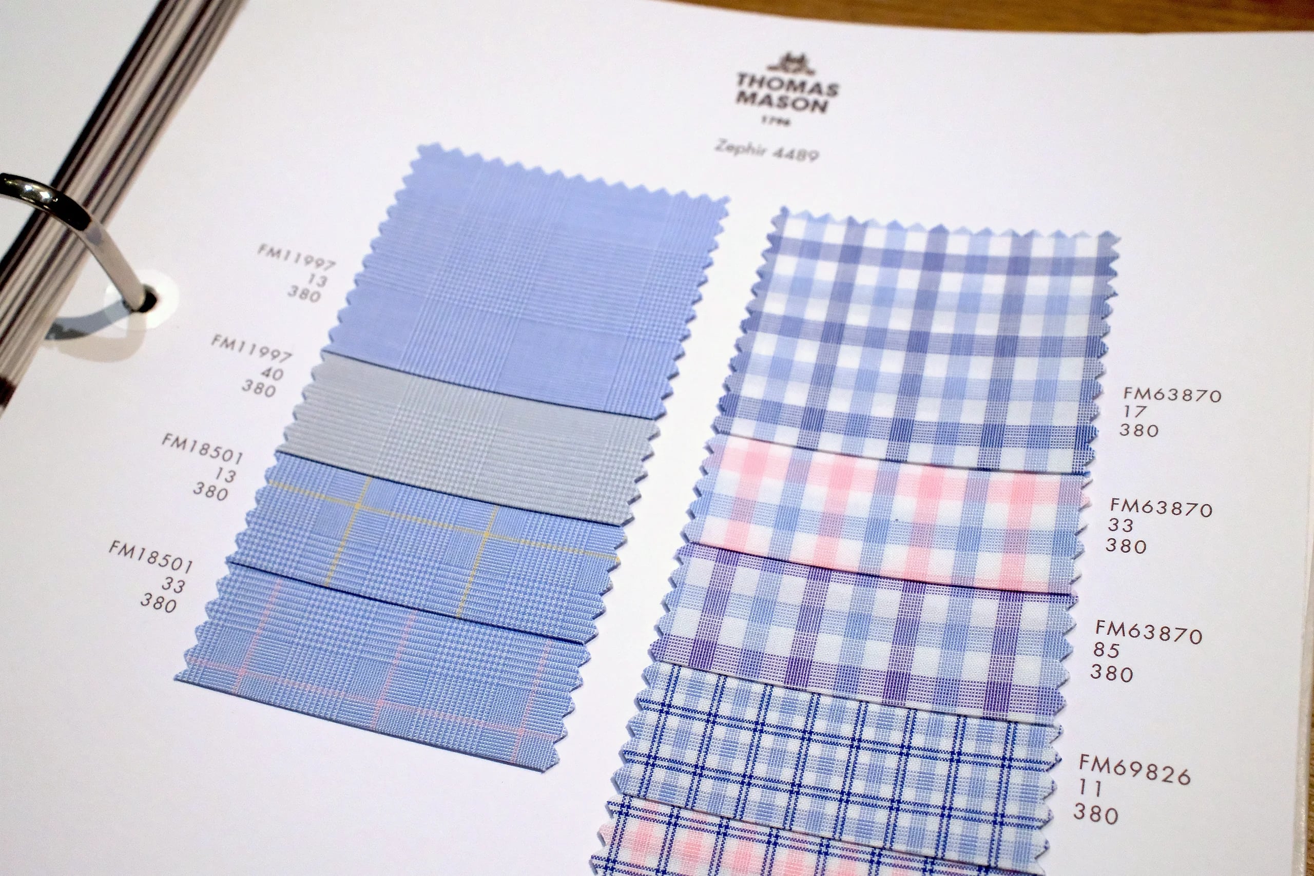 Thomas Mason Zephir 4489 lightweight check shirting swatches at Endel Tailor Bangkok